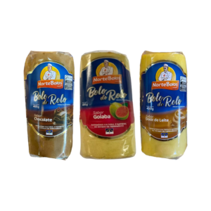 Bolo de Rolo Norte Bolos - Kit com 3 sabores, Chocolate, Goiaba e Doce de Leite.