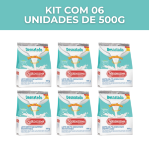 Leite em Pó Desnatado La Serenassima 500g (Kit com 6)